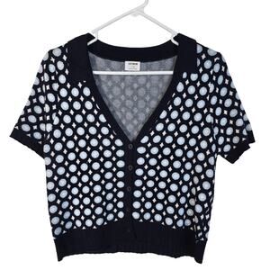Cotton:On Sweater Women's L Blue White Knit Circle Print Tennis Pickle Ball